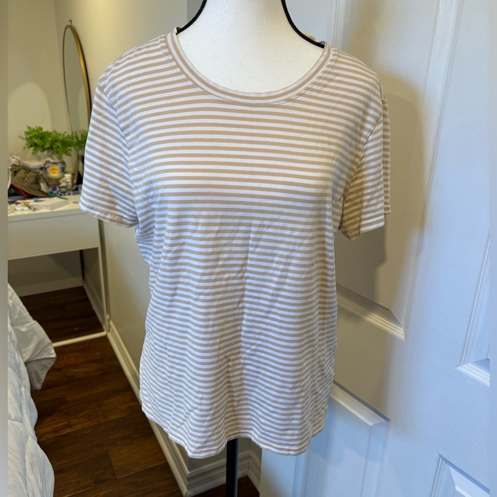 🌷Vintage GAP Striped Tee XL Beige White Soft Cotton T-Shirt 3/$30